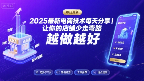 2025最新电商技术每天分享，让你的店铺少走弯路，越做越好(更新26年01月)-一世倾承云网创