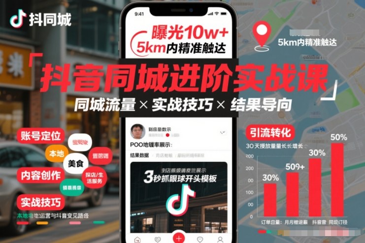 抖音同城进阶实战课，助你同城流量拿到结果-一世倾承云网创