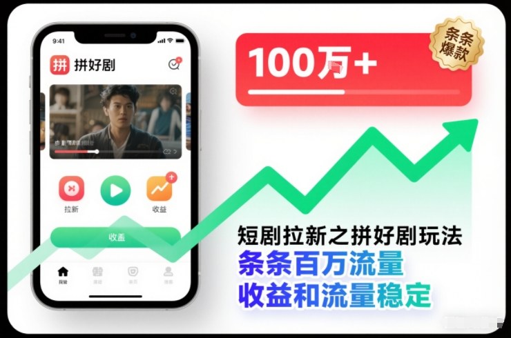 短剧拉新之拼好剧玩法，条条百万流量，收益和流量稳定-一世倾承云网创