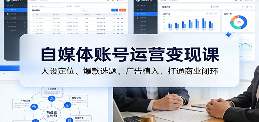 自媒体账号运营变现课：人设定位、爆款选题、广告植入，打通商业闭环-一世倾承云网创