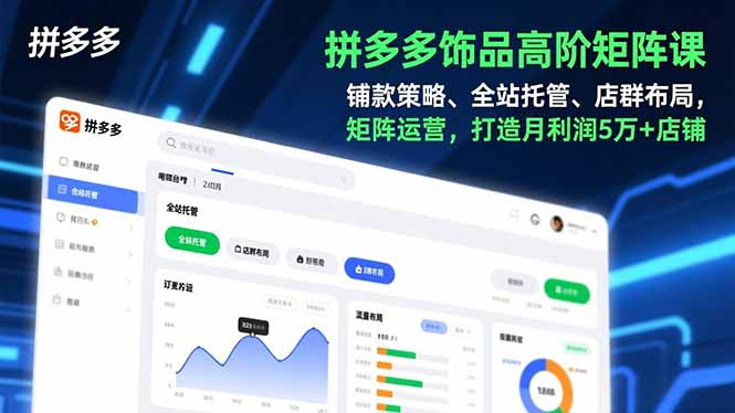 拼多多饰品高阶矩阵课，铺款策略、全站托管、店群布局，矩阵运营，打造月利润5万+店铺-一世倾承云网创