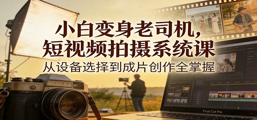 小白变身老司机，短视频拍摄系统课，从设备选择到成片创作全掌握-一世倾承云网创