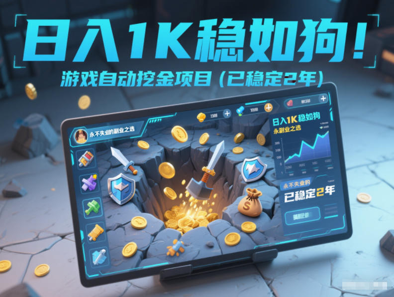 日入1K稳如狗！游戏自动挖金项目(已稳定2年)，永不失业的副业之选【揭秘】-一世倾承云网创